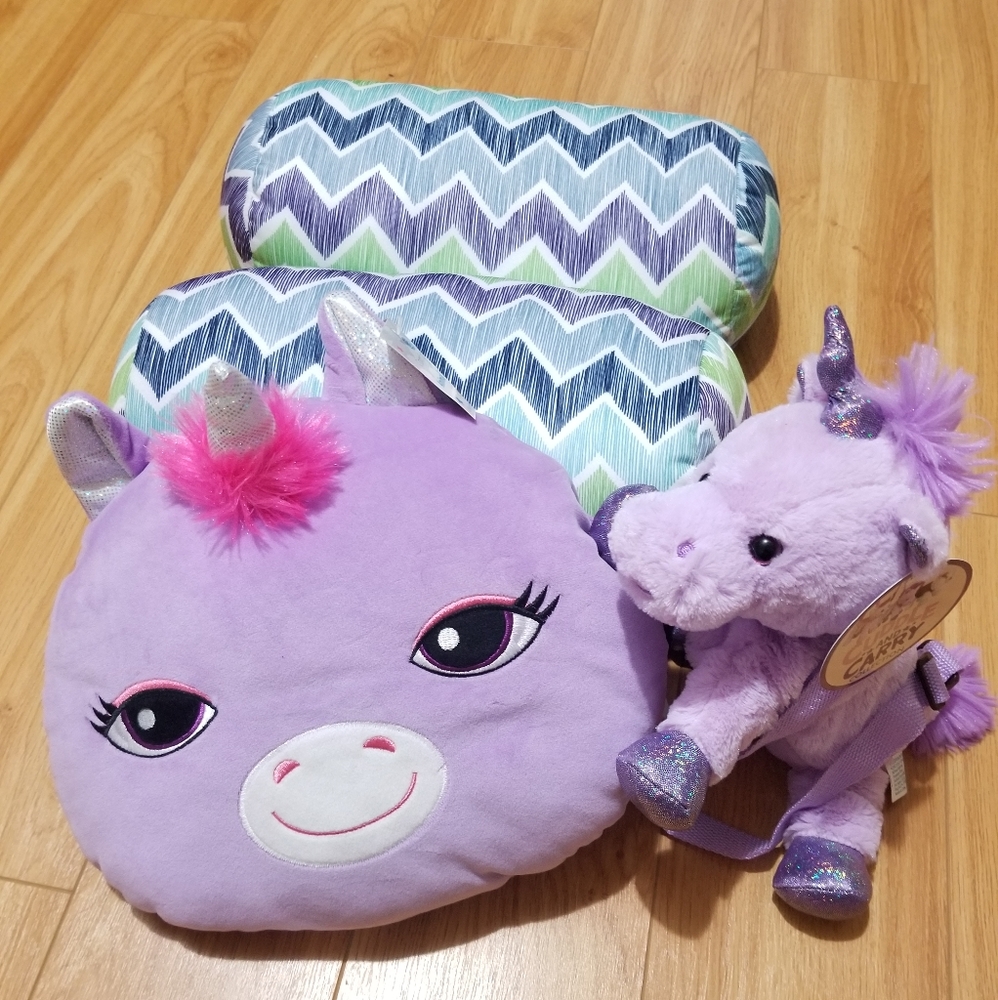 Unicorn Chevron Cat Girls Pillow Play Decor Bundle